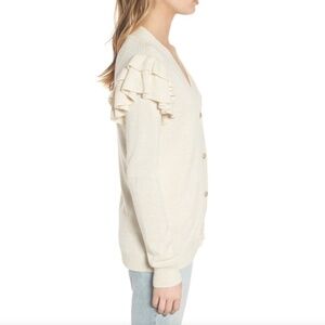 NEW Hinge Ruffle Sleeve Cream Button Cardigan XXS